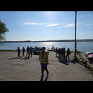 Der Fähranleger auf der linken Seite der breiten Donau